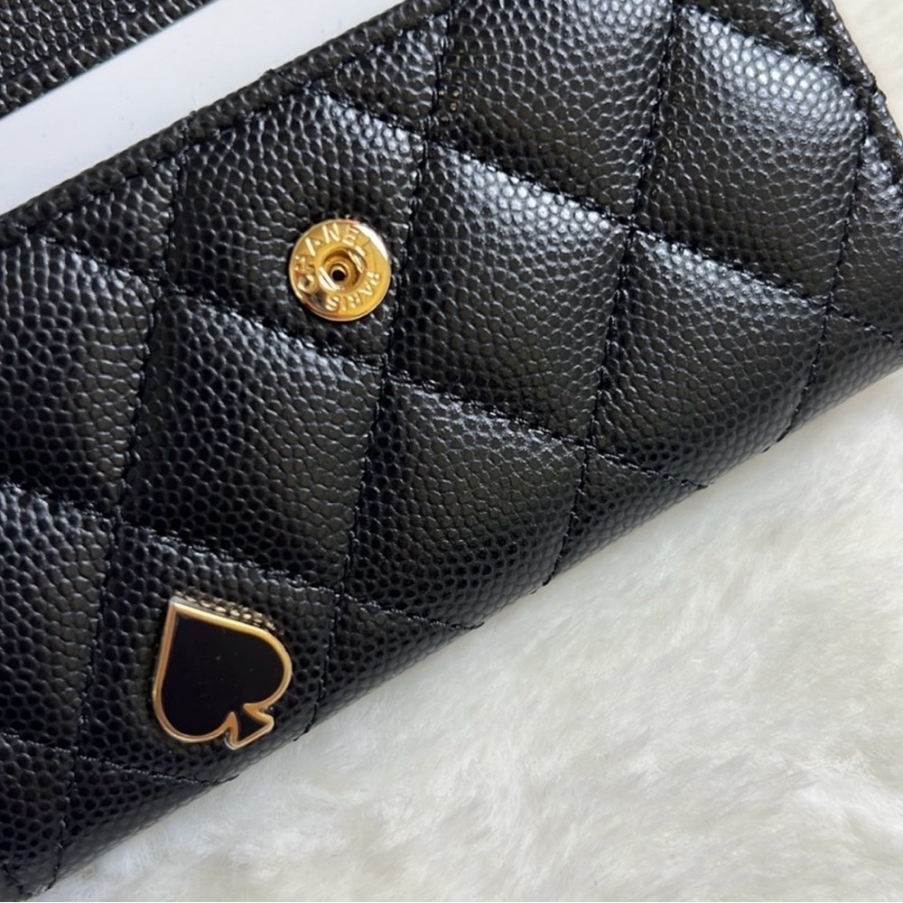 CHANEL Caviar Leather Heart Spade Tri-fold Wallet ♠️ - Picture 8 of 12